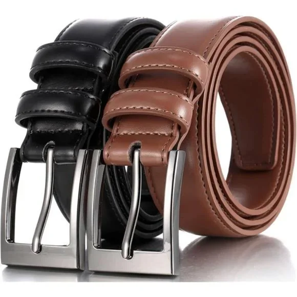 Accessories | Marinos Men Genuine Leather Dress Belt With Single Prong  Buckle Blacktan | Poshmark